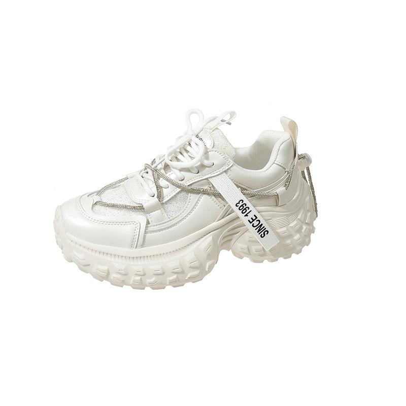 European and American Rhinestone Bright Silk Mesh Breathable Tire Dad Shoes Women 2024 New Muffin Platform Sports Casual Shoes Tide