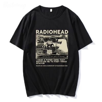 Radiohead T-Shirt Herren Vintage Classic Tees Nordamerika Tour Rock Boy Camisetas Hombre Hip Hop Unisex 100% Baumwolle Übergroße Tops