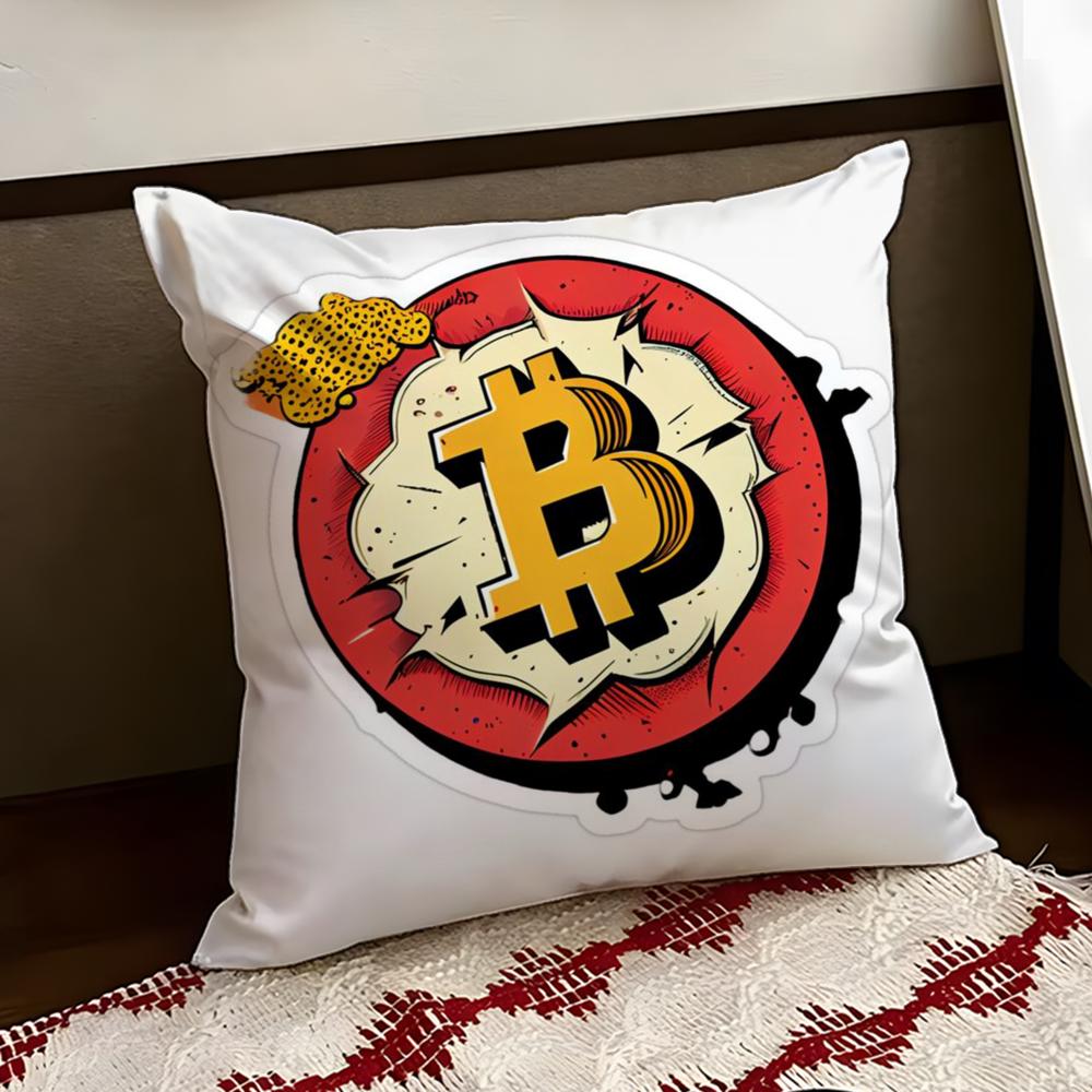 BBitcoin Cryptocurrency Btc Cushion Cover Reversible Soft Durable Pillow Cover Home  Car MultiScene Use for Daily Comfort