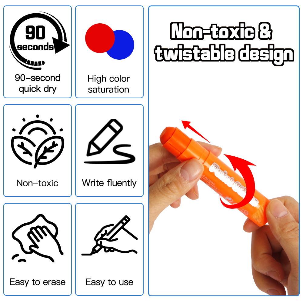 12 Farben Malstift Wachskreide Wasserlöslicher fester Gouache-Stift Kinder Handgezeichnet Graffiti Malerei Ausmalen Kunstbedarf