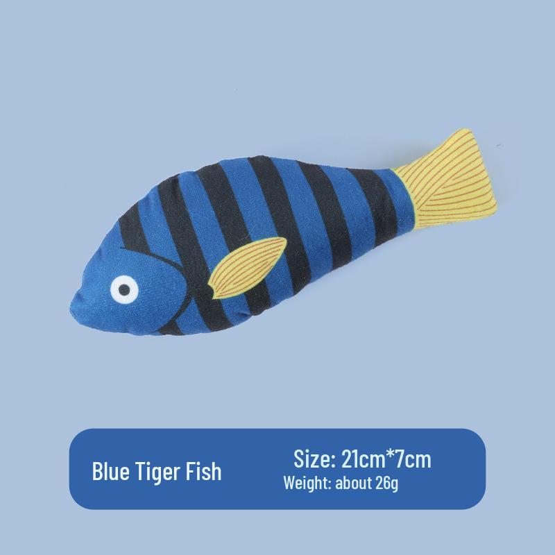 Plush Fish Cat Teaser & Hugging Pillow with Sound for Self-Amusement