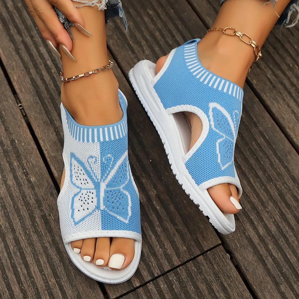 Mode Damen Sandalen Sommer Lässige Peeptoe Sandalen Mesh Mode Keile Schmetterling Rutschfest Outdoor Atmungsaktiv Sport Sandalen Sneaker