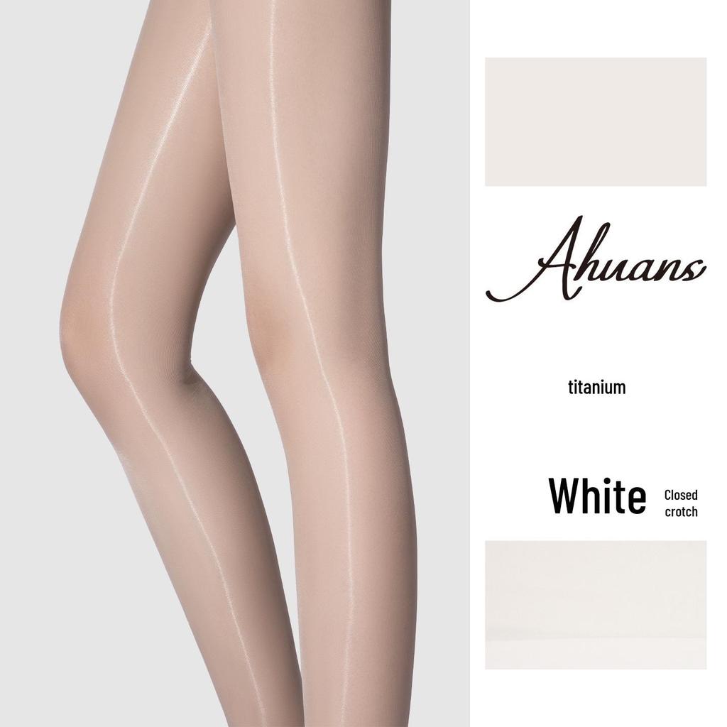 Love Fantasy 'Titanium' Ultra-dünne nahtlose Strumpfhose: Transparente, ölig glänzende Aurora-Strümpfe, tailliert, sexy schwarzes Design.