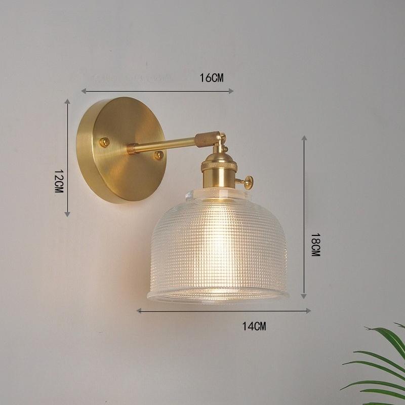 Nordic Creative Glass Wall Lamp Bedroom Bedside Corridor Corridor Sconce Lamp Room Decoration Retro Copper Attic Wall Lamp