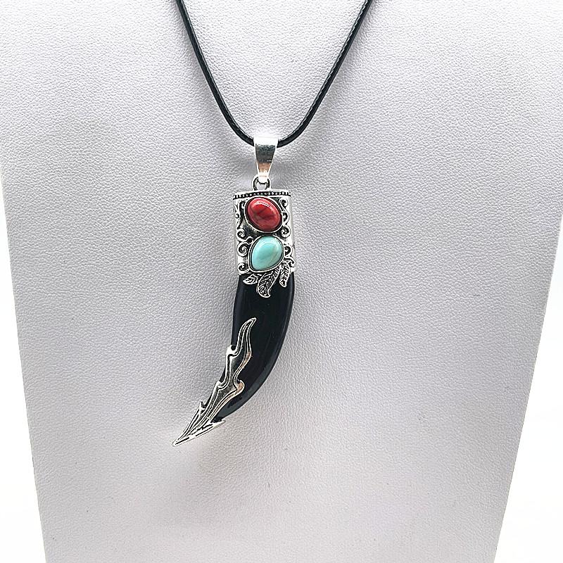 Fashion Brave Men's Pendant Necklace Vintage Bronze Wolf Tooth Alloy Pendant Necklace Fashion Choker Jewelry