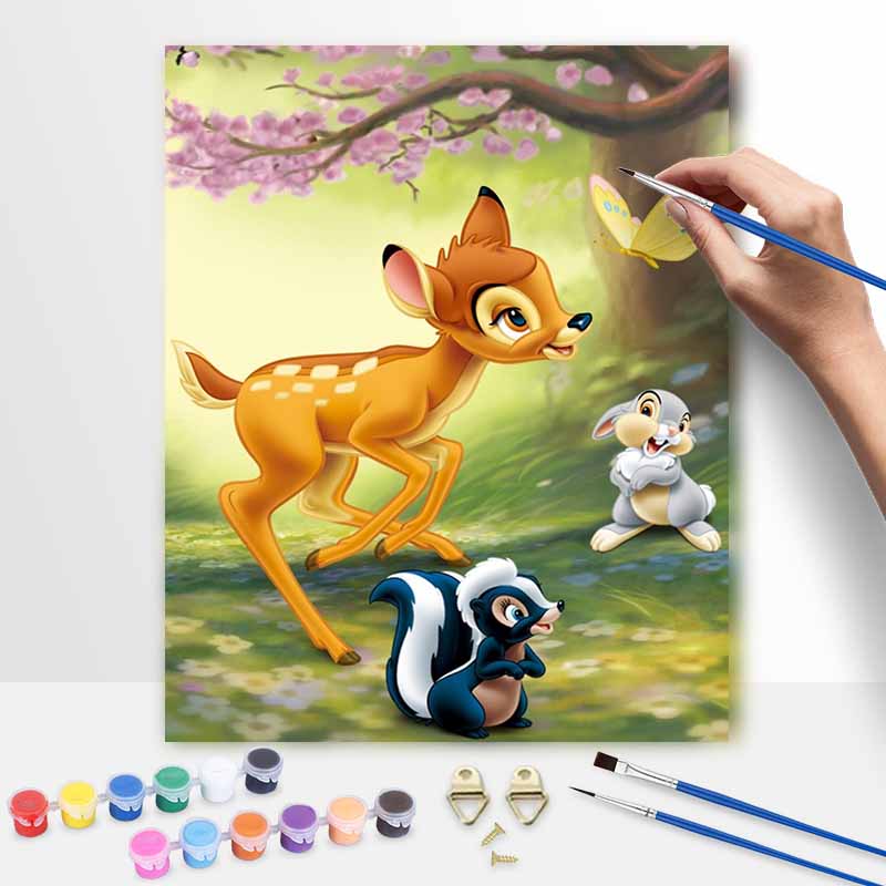 Disney Bambi Digital Oil Painting Diy Coloring Handpainted Handpainted Filling Home Decoration Gift Canvas Wall Art for Living Room