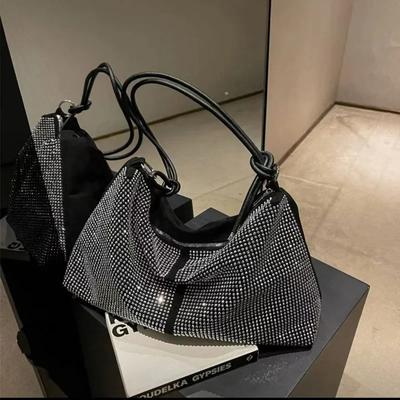 Sewing Thread Zipper Top-Handle Bags Zipper Women's Bags On Sale  High Quality Solid Sequins PU Shoulder Bags