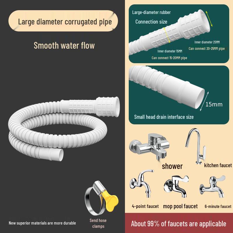 

Пластиковый удлинитель для водяного шланга для смесителя и слива Large diameter thickened 0.5m with hose clamp