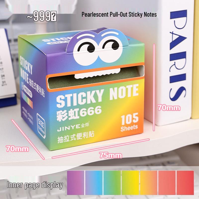 Gradient Retractable Dopamine Sticky Notes - Transparent Frosted, Pearlescent Material; No-Residue High-Value Memo Pads