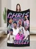 Chris Brown Super Warme Plüschdecke für Mädchen Jungen Lustige Flanelldecke für Couch Sofa Bett Weiche Bettwäsche Überwurfbezug