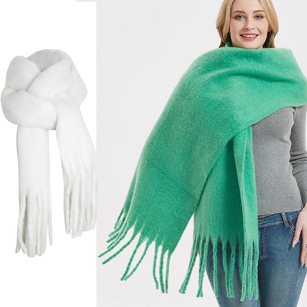 Versatile Winter Shawl For Women Fringe Tassel Easy To Match Neck Scarf For Women Winter Women Scarf White