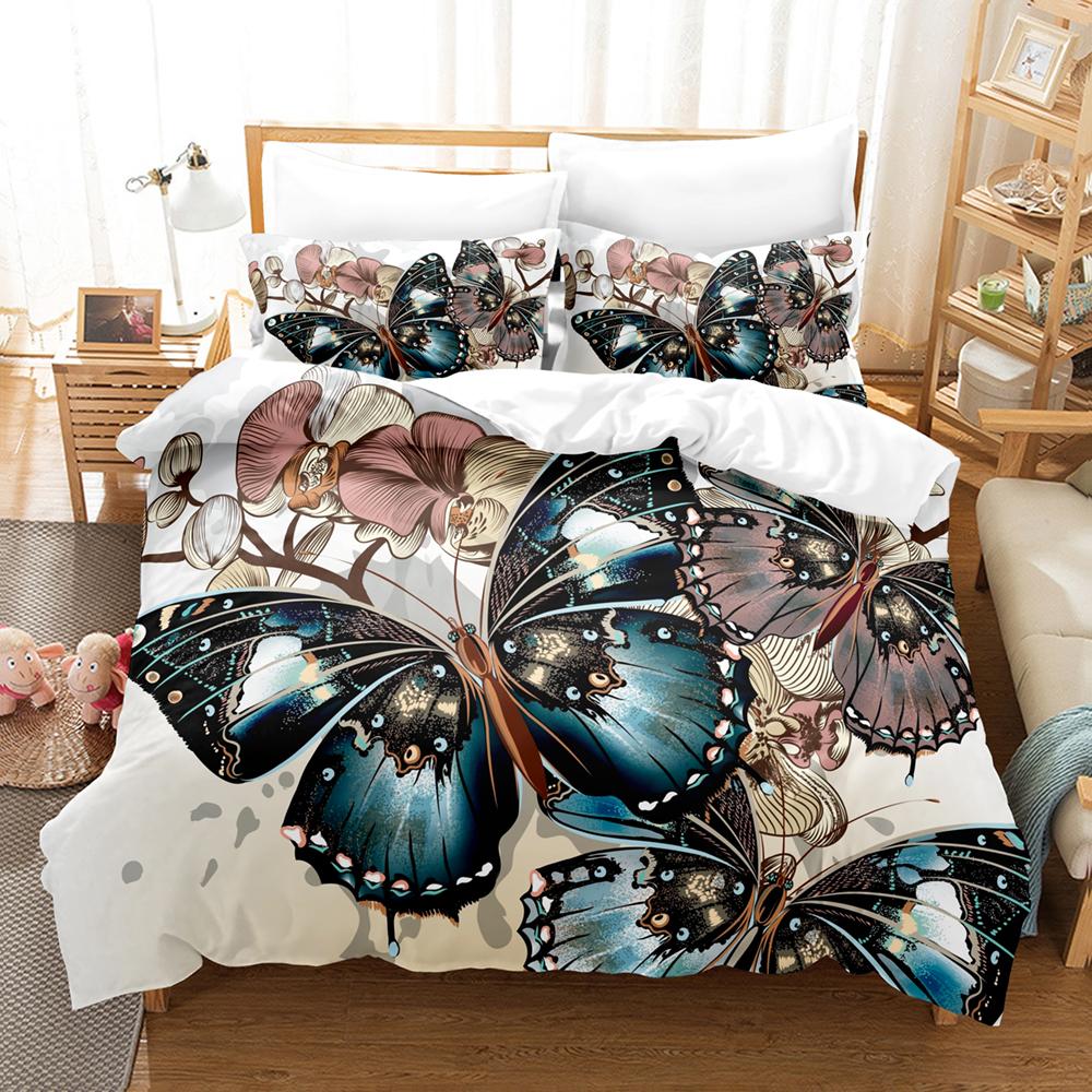 Conjunto de cama Butterfly Strike impresso em 3D, capa de edredom com fronha, cama dupla completa, queen, king