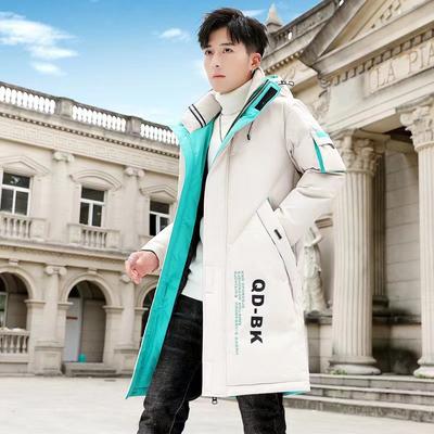 Men's Thicken Overcoat Warm Streetwear Mid-Long Length Printed Jacket Winter Cotton-padded Coat Version Down Padded Jacket