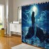 Mermaid Moonlit Ocean Shower Curtain - Fantasy Ethereal Style, Cool Blue Landscape, Water-Resistant Polyester