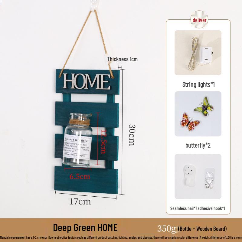Handcrafted Wooden Wall-Mounted Hydroponic Glass Vase for Bedroom and Living Room Decor