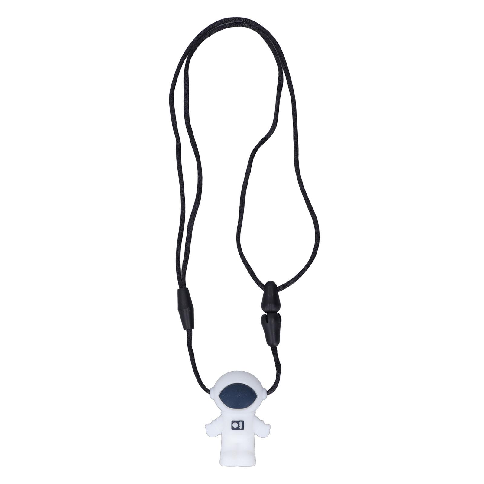 

Подвеска для прорезывания зубов у младенцев, силиконовая, в форме космонавта, детское жевательное ожерелье для младенцев, белое полуночно-синий