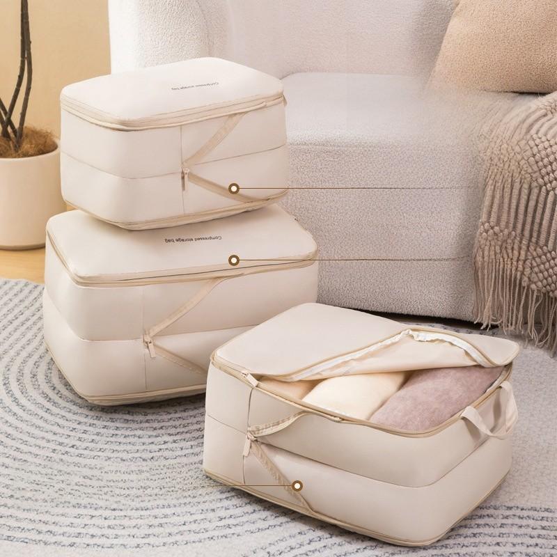 Travel Storage Organizer With Double Layer Compression Bags For Luggage Packing Solutions