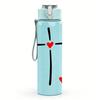 1PC Red Heart Center Cross Faith 750ml Color Plastic Sports Water Bottle Leakproof Flip Straw Lid Suitable for Sports Office Home Use