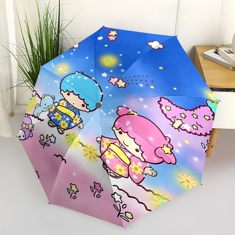 

1pc Floral Kimono with Automatic Opening/Closing Umbrella - Portable Tri-Fold Design, 8-Bone Iron Frame Outdoor Umbrella, Perfect Festival Gift for Fa