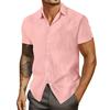 Men's Summer Solid Color Lapel Short-Sleeved Shirt Men's Casual Fashion Short-Sleeved Shirt