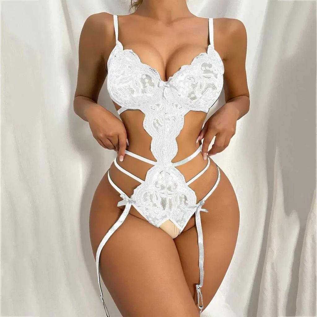 Ladies Erotic Lingerie Sexy Strap Lace Hollow Set Without Steel Rings