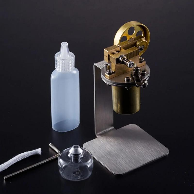 

Stirling Steam Engine Model Mini Brass Boiler Alcohol Lamp Heating Scientific Toy for Men Gift