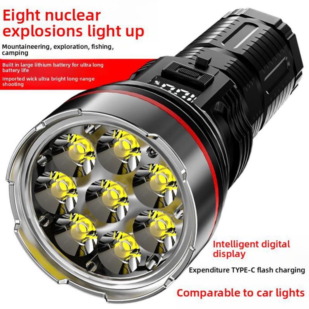 Strong Light LED Flashlight Built-in Battery USB Rechargeable Portable LED Light Waterproof ABS Camping Torch Outdoor Lantern