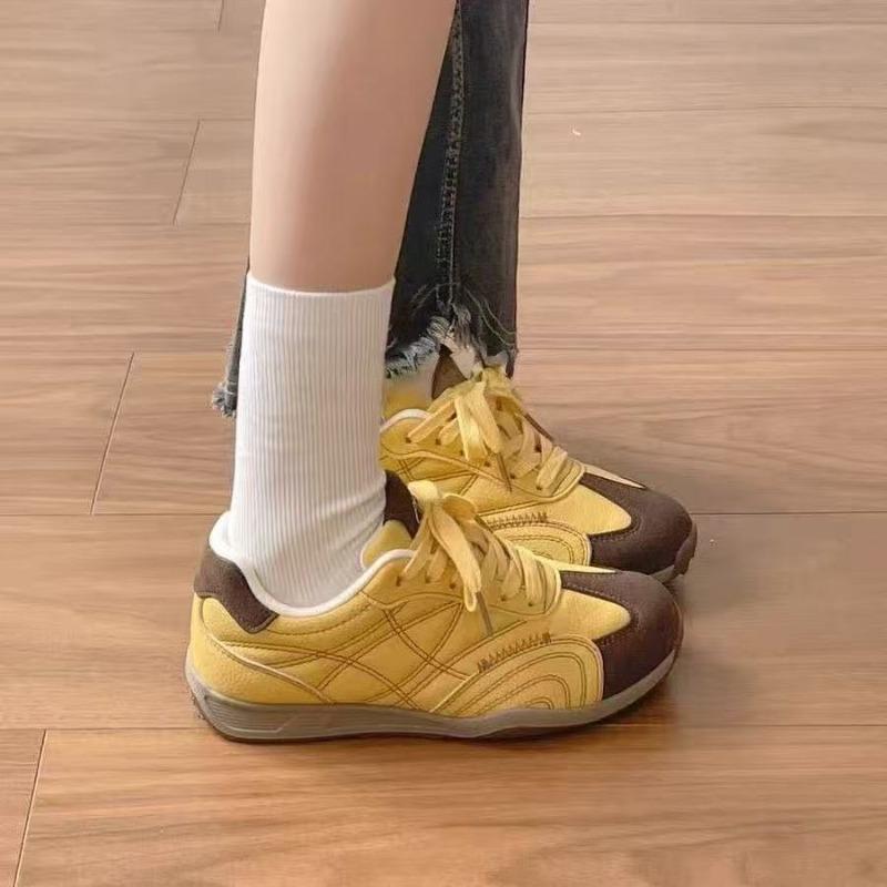 

Новые универсальные маленькие белые туфли детские осенние женские туфли повседневные кожаные кеды ретро тренд 40 жёлтый