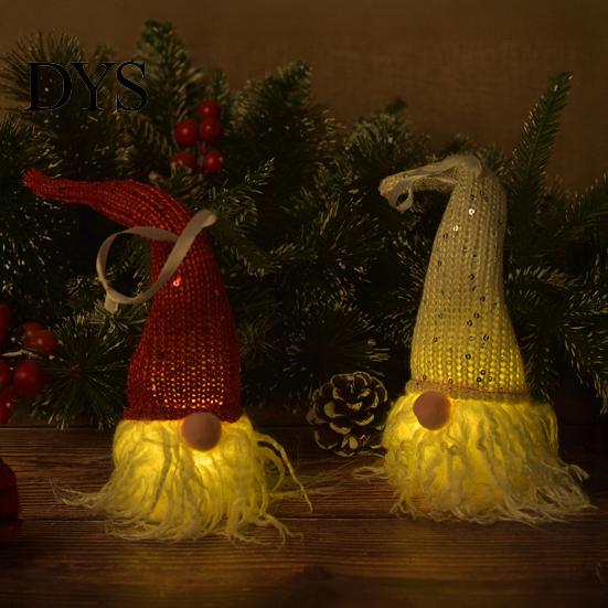 Handmade Plush Dwarf with Sequined Hat Light Up Christmas Gnome Decoration, Battery Operated Swedish Creative Gifts for Family Doll LED Tiered