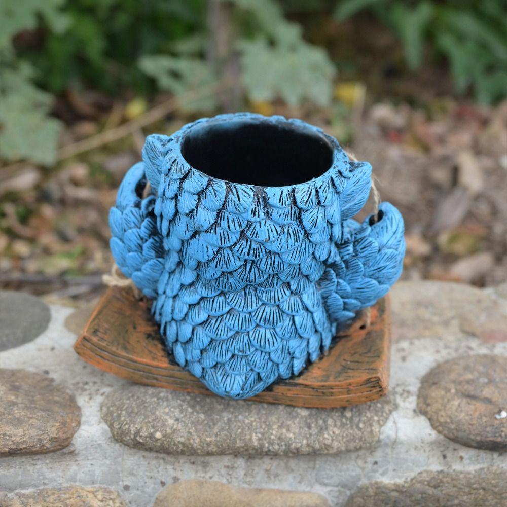Cute Owl Statue Planter Resin Flower Pot Flower Arrangement Container Animal Plant Pot  Home