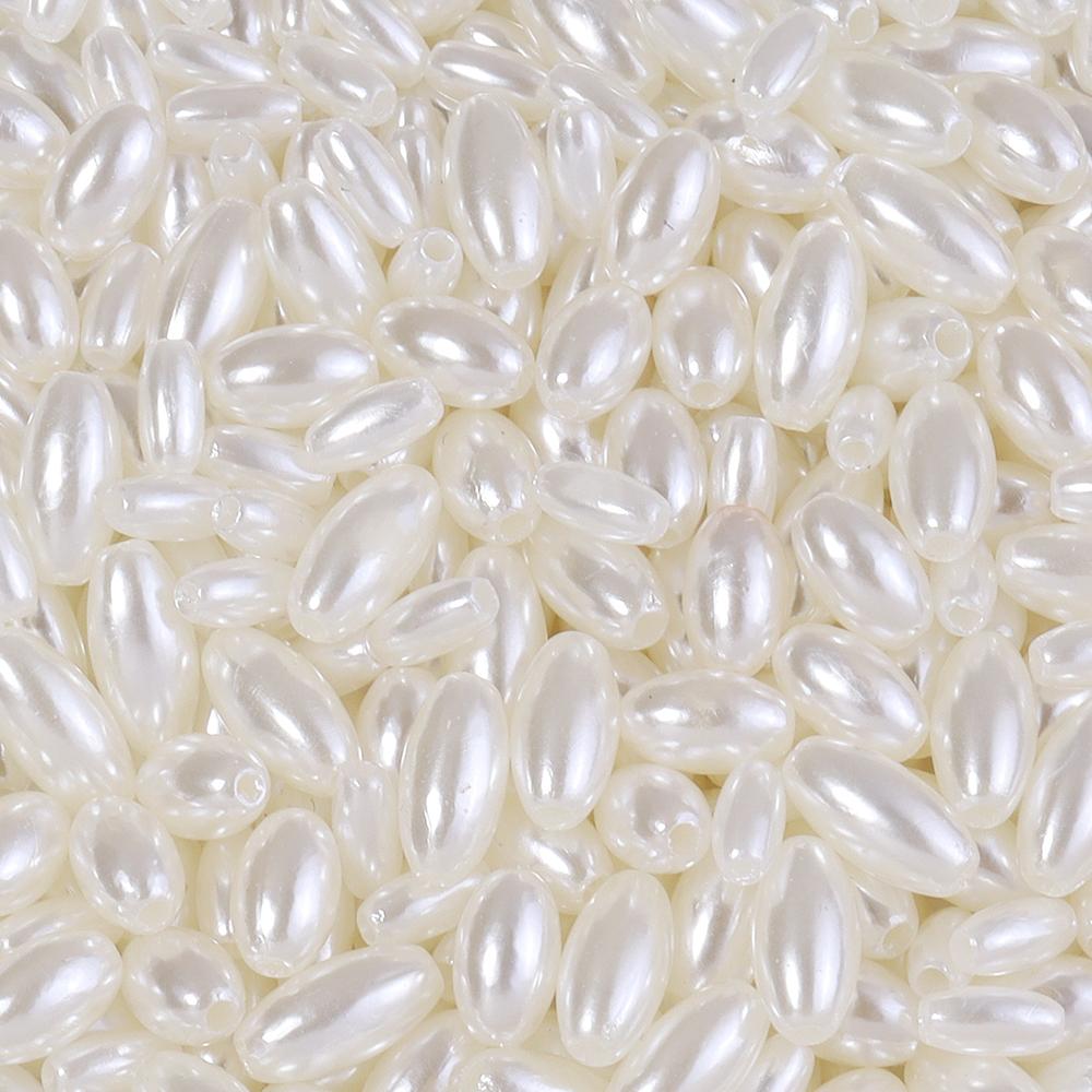 200-500pcs Beige Imitation Pearl Beads Oval Rice Beads Loose Spacer Beads For Jewelry Making DIY Bracelet Necklace Accessories