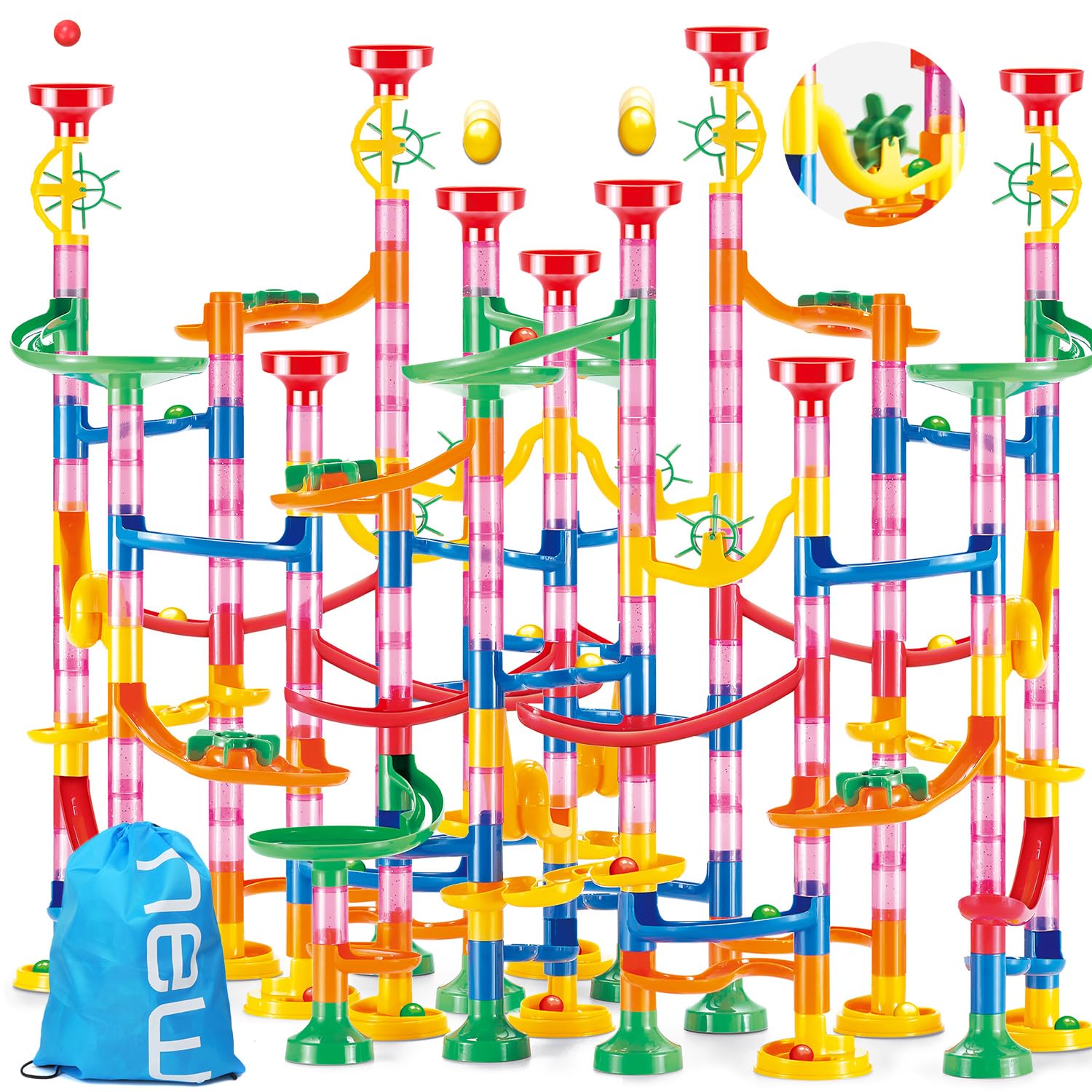 

UQTOO 313-Piece Bead Coaster Educational Toy Slope Looping Set for Kids - DIY Building Blocks, Indoor Play, Boys and Girls, Birthday Gift, Marble Run