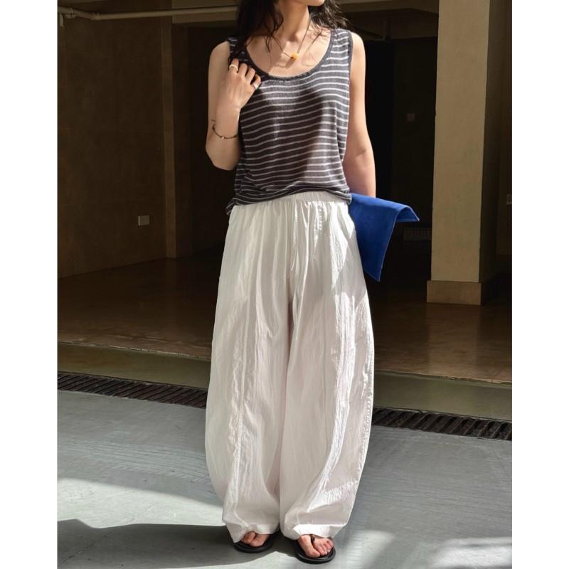 Johnature Summer Japanese High-waisted Wide-leg Women Pants Loose Breathable Comfortable Trousers