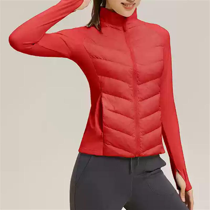 Sports down jacket women's light and slim outdoor skiing running warm duck down fitness windproof stand-up jacket