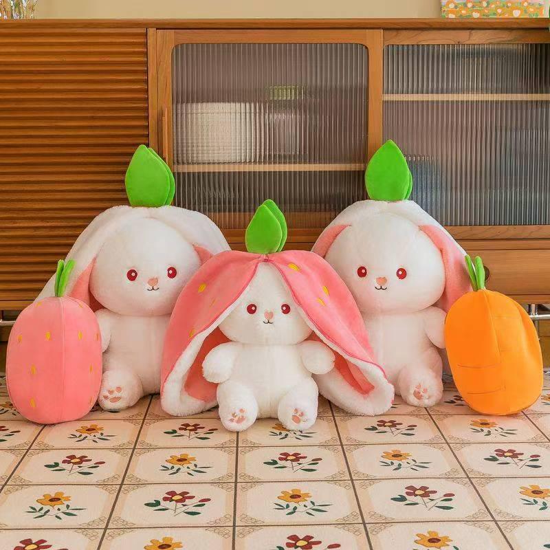 Strawberry Carrot Rabbit Plush Toy: Cute Stuffed Pillow and Doll