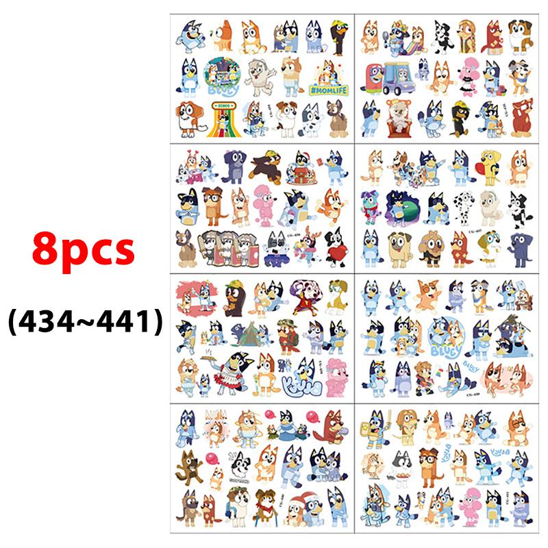 

Блуи Бинго Временные тату-наклейки Синяя собака Аниме Фигурки Мультяшное украшение DIY Наклейки Детские игрушки на день рождения