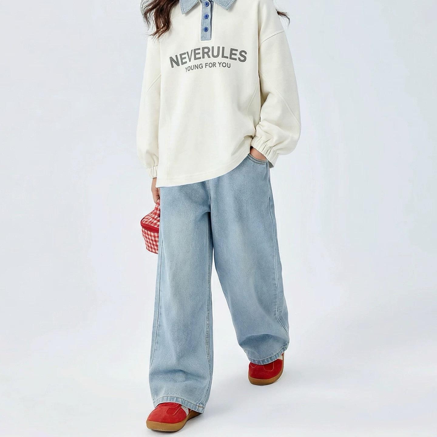 

Girls 2026 Spring/Autumn Sweatshirt & Pants Set - Stylish Two-Piece Outfit for Big Kids 130cm