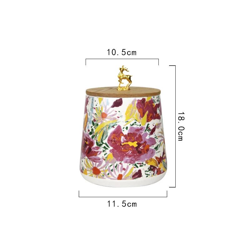 Color Oil Painting Storage Jar Creative Home Kitchen Storage Jar High End Circular Living Room Table Decoration Exquisite Gifts