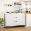 Kitchen Sideboard, 3 Drawers, Adjustable Shelves, Fluted Doors, 120 x 40 x 90 cm, White