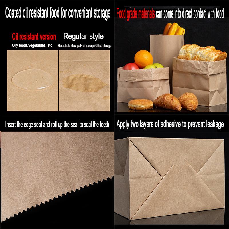 Braune Tüte Kraftpapier recycelbare Take-away-Taschen Lebensmittel Backverpackung Geschenk Partytaschen Kinder Süßigkeitenverpackung Kraft Lunchtasche LPBZ01