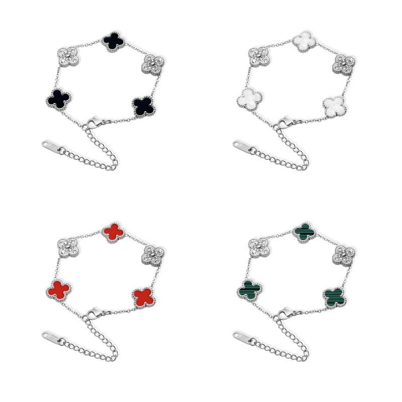 Bracciale quadrifoglio 13mm lusso leggero bracciale double-face 18K acciaio al titanio catena non scolorisce
