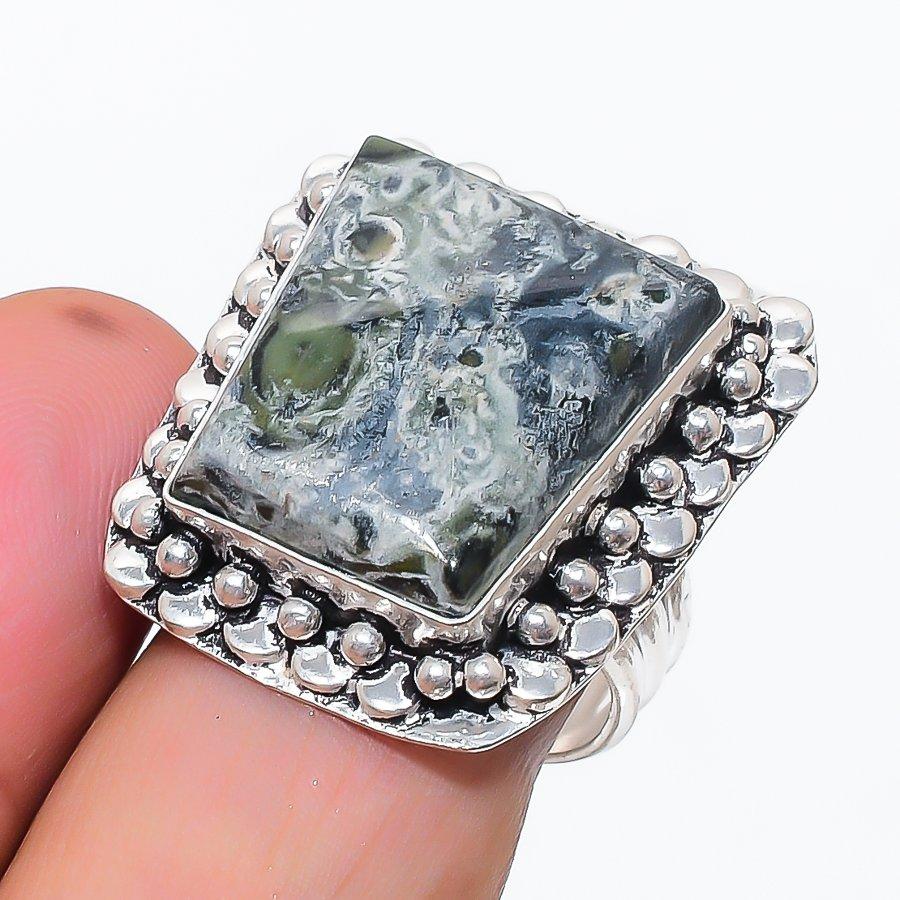 

Natural Kambaba Jasper Gemstone 925 Sterling Silver Jewelry Ring Size 9 h1r63