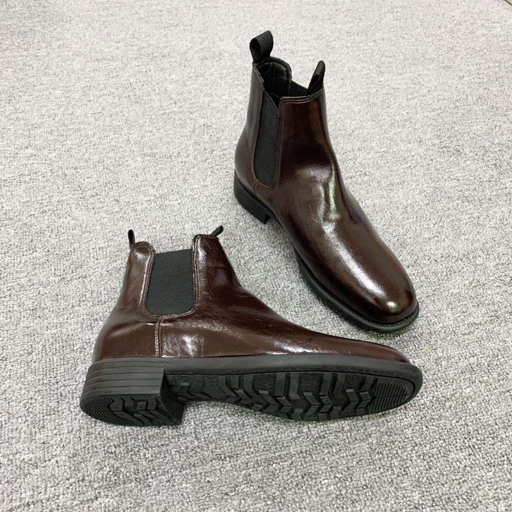 Spot second hair! Grape mother same shoes Italian style folds fashionable low tube Chelsea autumn and winter short boots women