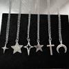 Y2K Star Cross Charm Necklace Unisex Grunge Punk Fashion Jewelry Pendant Accessory for Women And Men 45cm