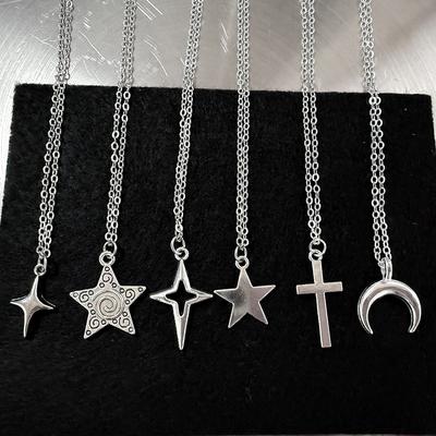 Y2K Star Cross Charm Necklace Unisex Grunge Punk Fashion Jewelry Pendant Accessory for Women And Men 45cm