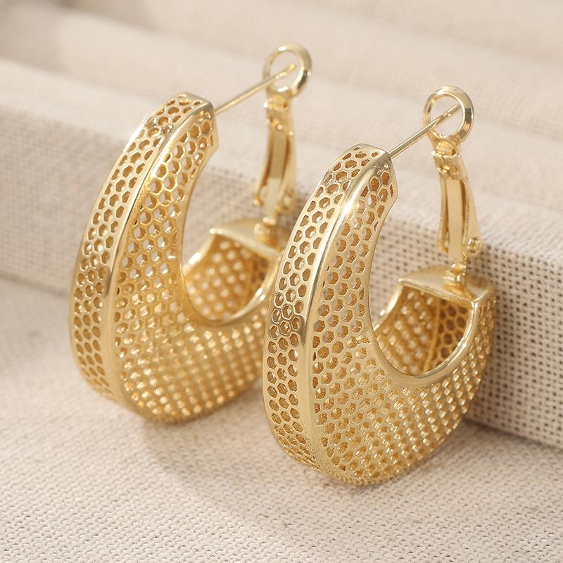 

Classic Gold Color Hoops Women s Earrings Geometry Hollow Party Daily Wear