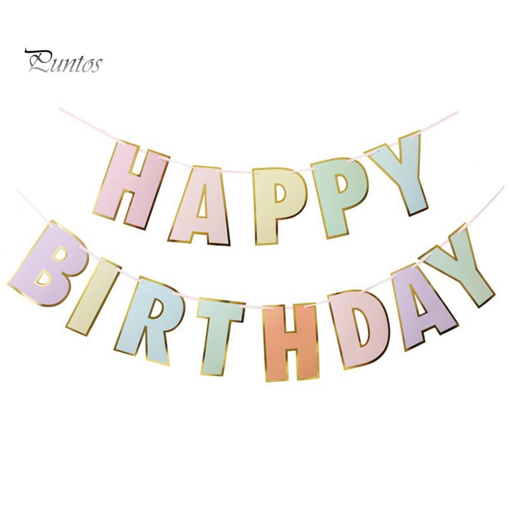 Home Party Decor 300cm Happy Birthday Paper Banner Wall Hanging Bunting Garland