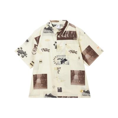 Woven Print Polo Short Sleeve T-Shirt for Men In Coconut Milk Color
