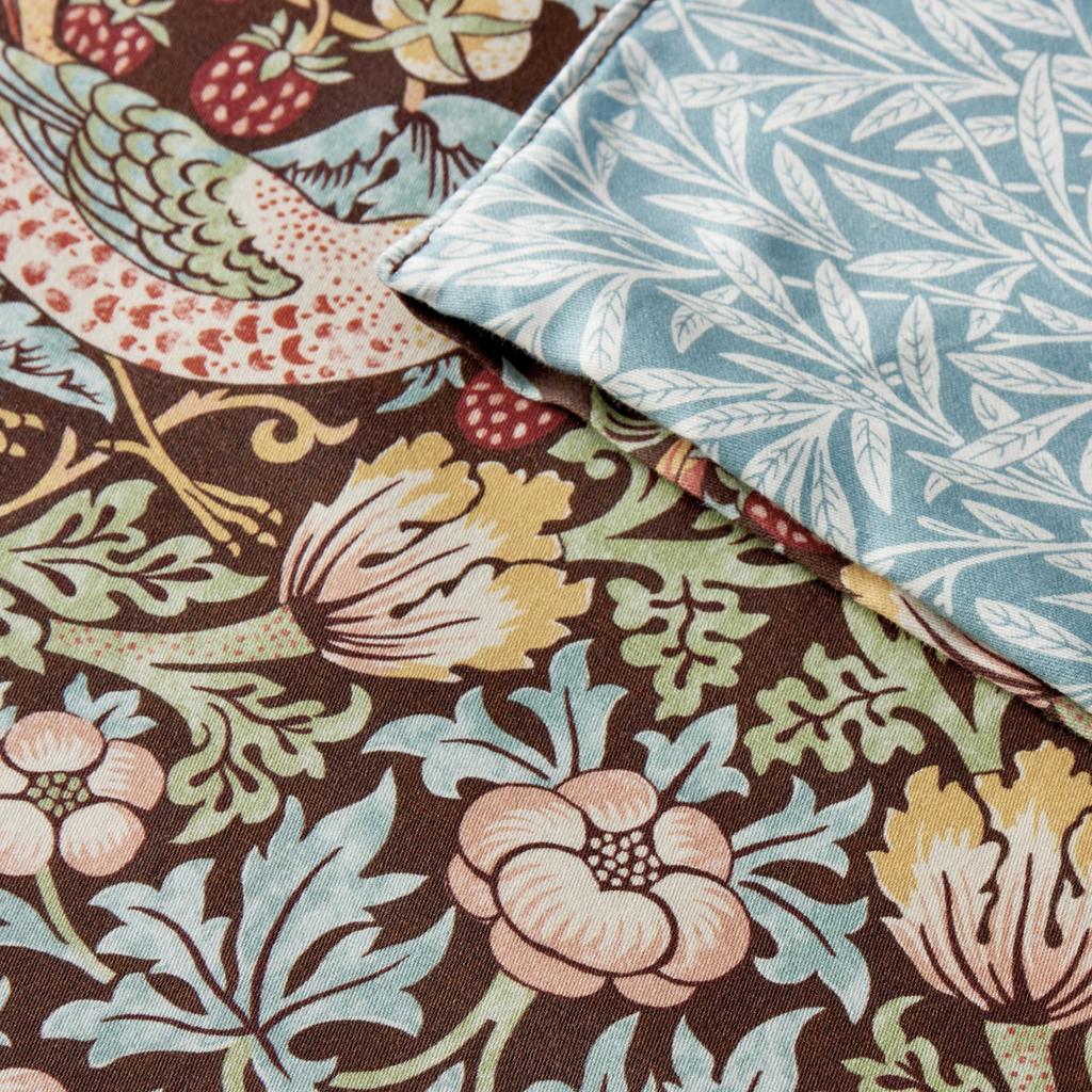 Nishikawa Cushion Morris Gallery Zipper Made in PG44350637 Cover, 45x45cm, Washable, 100% Cotton, "Strawberry Thief" Design, Closure, Reversible,