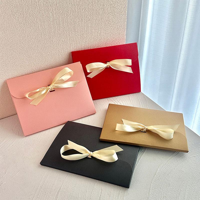1Pc Silk Scarf Packaging Gift Wrapping Gift Box Practical Packaging Box Minimalist Envelope-style Pearlescent Paper Ribbon